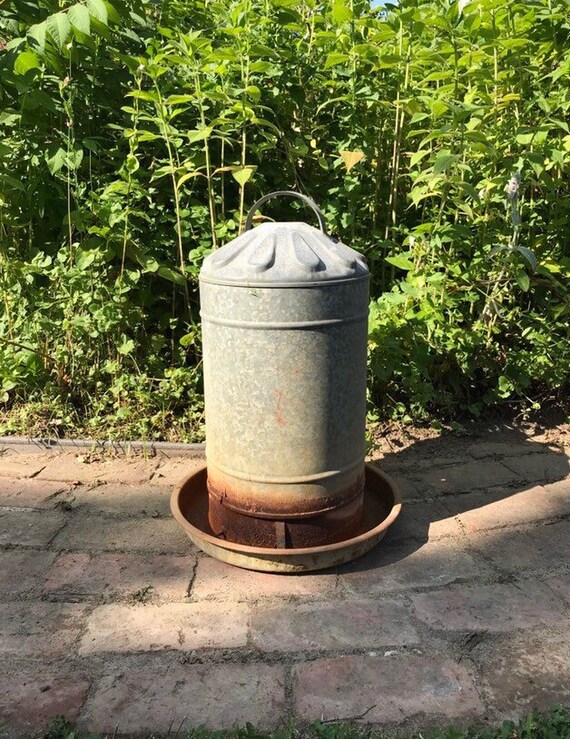 Galvanized Chicken Waterer Large Vintage Farm Decor Etsy