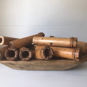 Wooden Spools Vintage Wood Bobbins Set of 2 Bild 4
