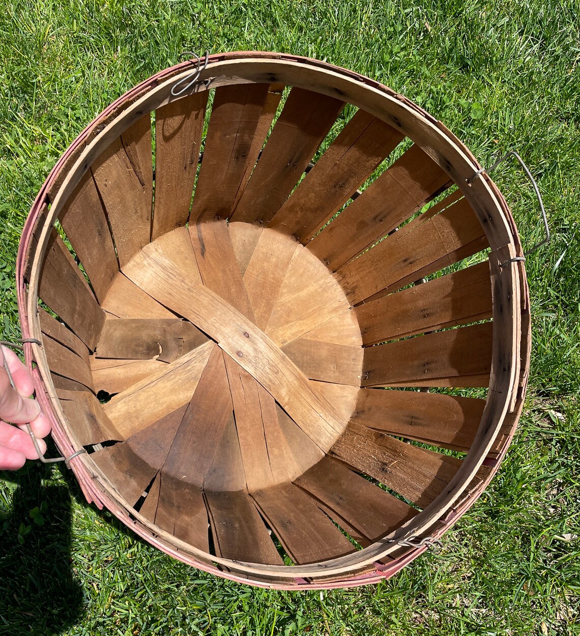 3 Vintage Bushel Baskets Wood Slat Orchard Fruit Basket Etsy