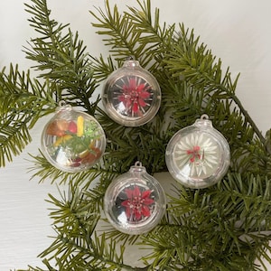 Vintage Jewelbrite Plastic Diorama Christmas Ball Ornaments Mid Century Christmas Tree Decorations