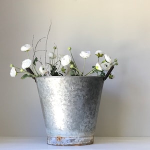 Galvanized Metal Bucket Large Vintage