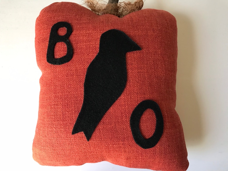 Halloween Pillow Boo Black Crow / Decorative Fall Accent Pillow image 5