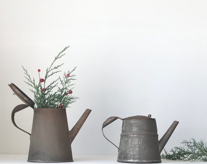 Antique Primitive Coffee Pot Tin Tea Kettle