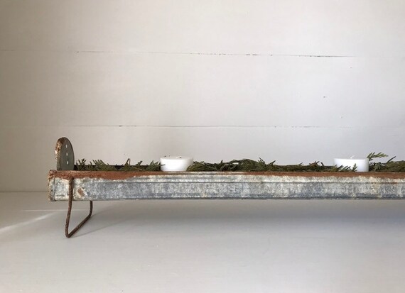 Galvanized Chicken Feeder Trough Vintage Etsy