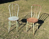 Pair of Vintage Metal Chairs Ice Cream Parlor Chairs French Country Farmhouse Garden Decor