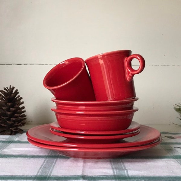 Fiestaware Dishes Red - Place Setting for 2