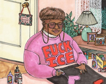 Connie – IMPRESIÓN DE 4" x 4" – El 50% de las ganancias se destina al Fondo de Respuesta Rápida para Inmigrantes