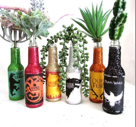 Game Of Thrones Party Decorations Set Of 6 Glittered Bottles Etsy
