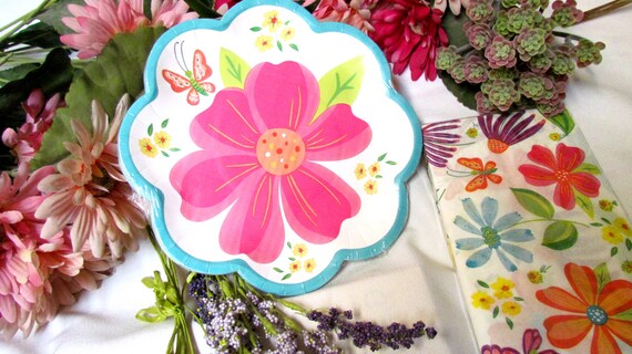 paper plates and napkins set flower garden butterfly bridal shower flower paper plates and napkins