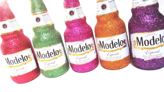 New Years Eve Centerpieces Set Of 6 Modelo Beer Glitter Bottles
