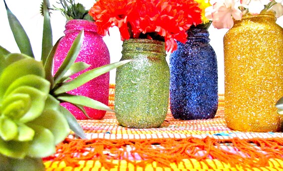 Fiesta Decorations Wedding Centerpieces Glitter Jar Pick Your Size