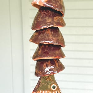 Handmade Redfish Wind Chime | Coastal Ceramic Fish Sculpture | Terracotta Garden Hanging Art