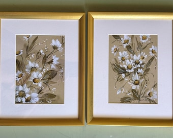 Framed Botanical Art Print Set: Gold Foiled Frame, Floral Wall