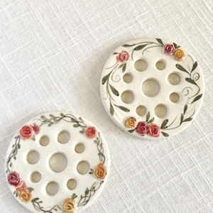 Handmade Floral Stoneware Jar Topper Flower Frog For Mason Jars