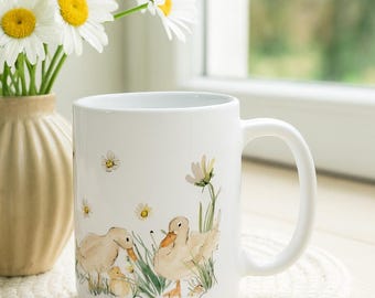 Duck and Daisy Coffee Mug – Farmhouse Cottagecore 15oz Ceramic