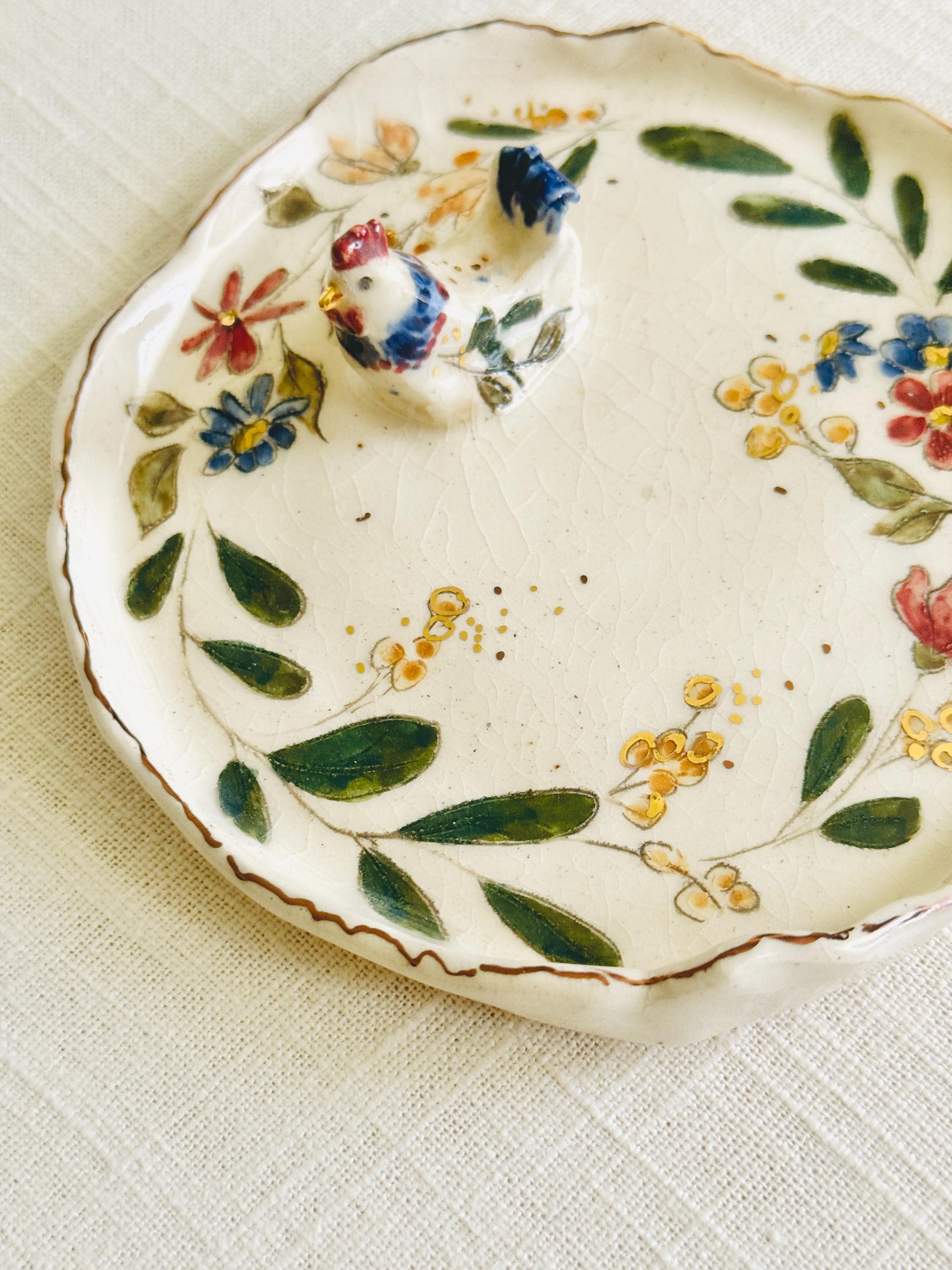 鳥と花のデザイン 陶磁器皿 陶器の鳥の皿 - Etsy 日本