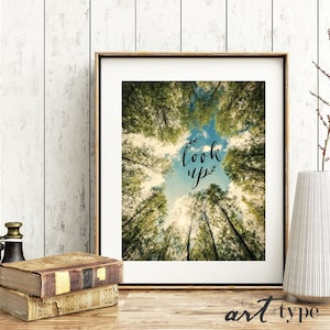 Look Up Print Quote Trees Forest Photography INSTANT DOWNLOAD 8x10 Printable Encouragement Wall Art Nature Lover Adventure Treetop Canopy