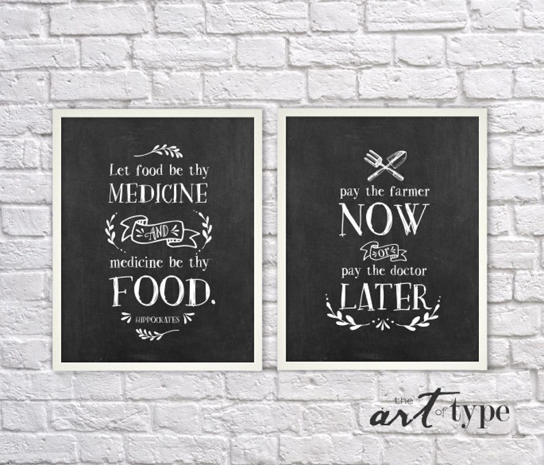 Hippocrates Quote Foodie Print Let Food Be Thy Medicine | Etsy