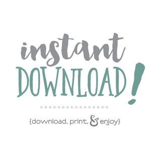 K&ouml;nnte beinhalten: Grauer Text, der in einer handschriftlichen Schriftart "Sofort-Download!" lautet. Unter dem Text befindet sich eine Reihe von Punkten und der Text "(Herunterladen, Drucken & Genie&szlig;en)" in T&uuml;rkis.