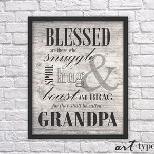 Grandpa Christmas Gift Print INSTANT DOWNLOAD 8x10 Printable Blessed Are Those Who Boast Brag, Fathers Day, Grandfather Wall Art, Grandpa