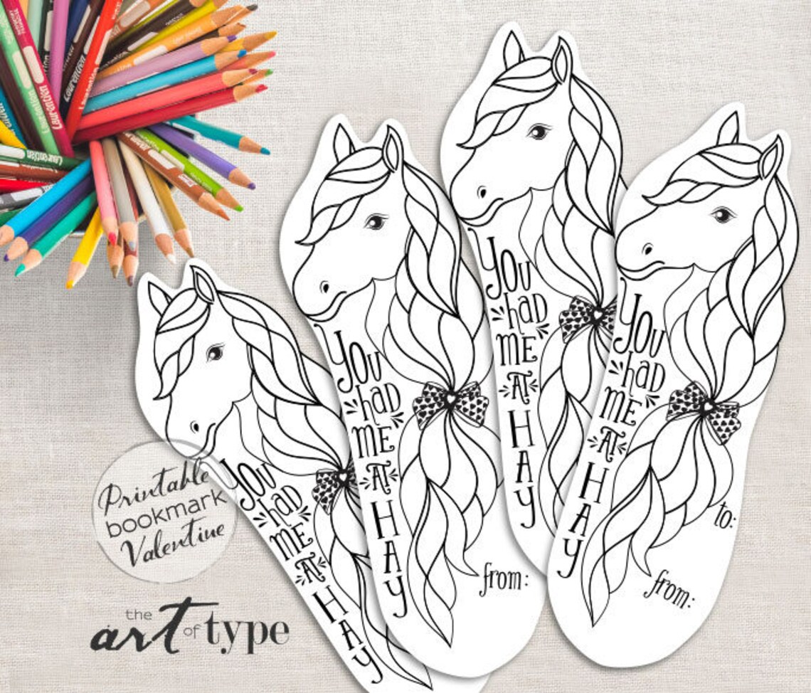 Horse Coloring Craft Homeschool Reading Printable Bookmark Etsy