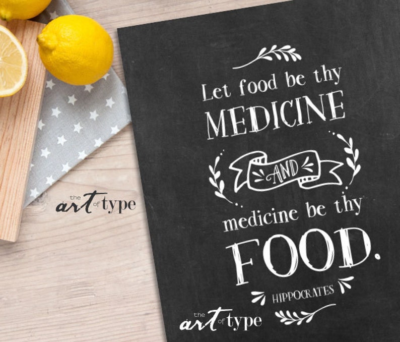 hippocrates quote foodie print let food be thy medicine etsy