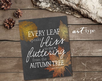 Fall Leaf Quote Print INSTANT DOWNLOAD 8x10 Printable Autumn Decor, Thanksgiving Print Quote, Harvest, Autumn Print, Seasonal Typography DIY