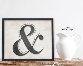 Ampersand Quote Print Art INSTANT DOWNLOAD 8x10 Printable, Inspirational Quote, Typography Print, Minimalist Printable, Watercolor, DIY