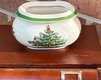 Vintage SPODE  Sugar Bowl No Lid Christmas Tree (Green Trim)Replacement