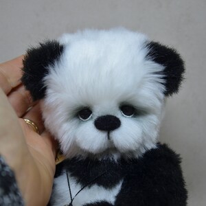 Lee May ours panda en peluche de collection 19cm 7.4 ours décoration fausse fourrure OOAK peluche sculpture textile PIECE UNIQUE image 3