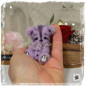 Vaïna collectible miniature teddy bear 7cm (2.7") handmade artist bear OOAK plush textile sculpture faux fur UNIQUE PIECE