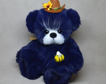 Friend Bee verzamelbare teddybeer 30cm (11,8") beer decoratie namaakbont OOAK pluche textielsculptuur UNIEK STUK