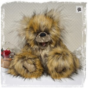 Nanouk collectible teddy bear 30cm 11.8 bear artist decoration faux fur plush textile sculpture Ooak UNIQUE PIECE image 4