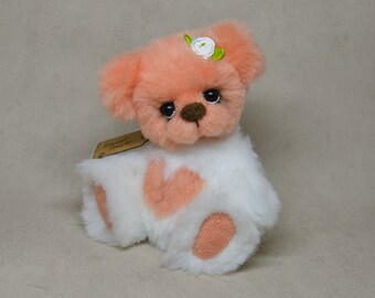 Sweet Heart verzamelbare teddybeer 15cm (5,9") beer decoratie namaakbont OOAK pluche textielsculptuur UNIEK STUK