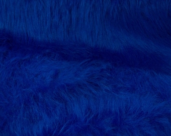 Tissu fausse fourrure à poils longs bleu royal légère et vaporeuse fourniture créative différentes tailles par 10cm x 150cm