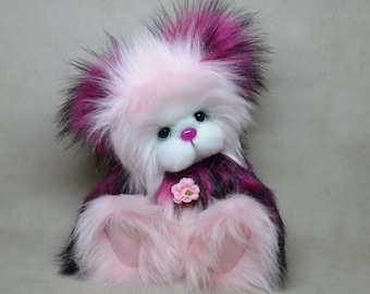 Rosa collectible teddy bear 30cm (11.8") bear decoration faux fur OOAK plush textile sculpture UNIQUE PIECE
