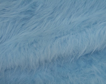 Tissu fausse fourrure à poils longs bleu clair légère et vaporeuse fourniture créative différentes tailles par 10cm x 150cm