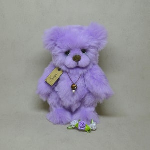 Kaya verzamelbare teddybeer 19cm 7,4 beer decoratie namaakbont OOAK pluche textielsculptuur UNIEK STUK afbeelding 4