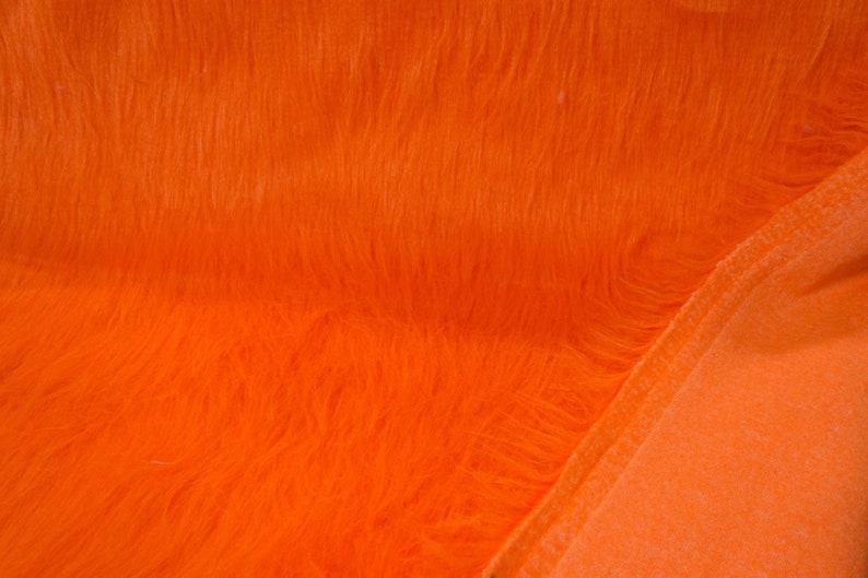 Tissu fausse fourrure à poils longs orange légère et vaporeuse fourniture créative différentes tailles par 10cm x 150cm image 3