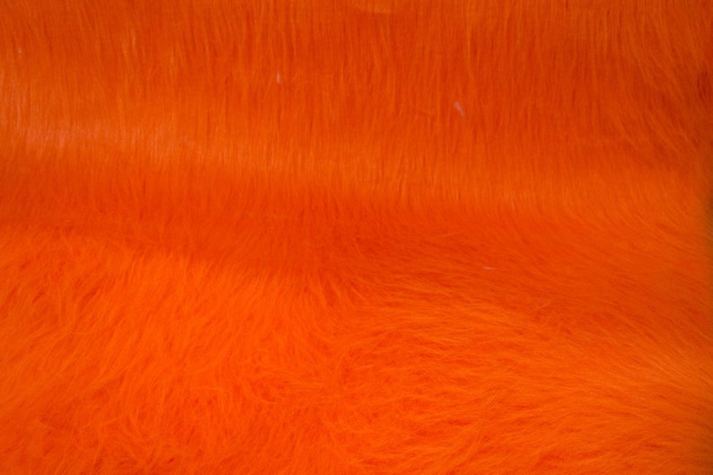 Tissu fausse fourrure à poils longs orange légère et vaporeuse fourniture créative différentes tailles par 10cm x 150cm image 2