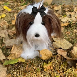Handmade Realistic Shih Tzu Collectible Dog – Melba | Lifelike Faux Fur Art Dog | 30 cm / 11.8 in x 36 cm / 14.1 in