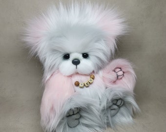 Wen collectible teddy bear 30cm (11.8") bear decoration faux fur OOAK plush textile sculpture UNIQUE PIECE