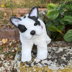 Realistic French Bulldog Plush – &quot;Oreo&quot; 20cm (7.8&quot;) – Handmade Miniature Dog, Faux Fur, Glass Eyes, Collectible Art Toy