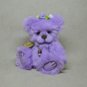 Kaya verzamelbare teddybeer 19cm 7,4 beer decoratie namaakbont OOAK pluche textielsculptuur UNIEK STUK afbeelding 2