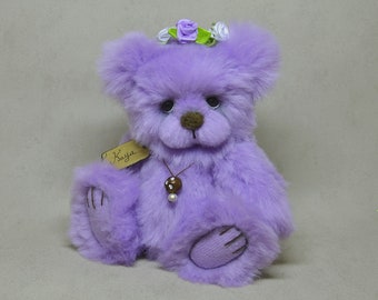 Kaya oso de peluche coleccionable 19cm (7.4") decoración de oso piel sintética OOAK escultura textil de felpa PIEZA ÚNICA