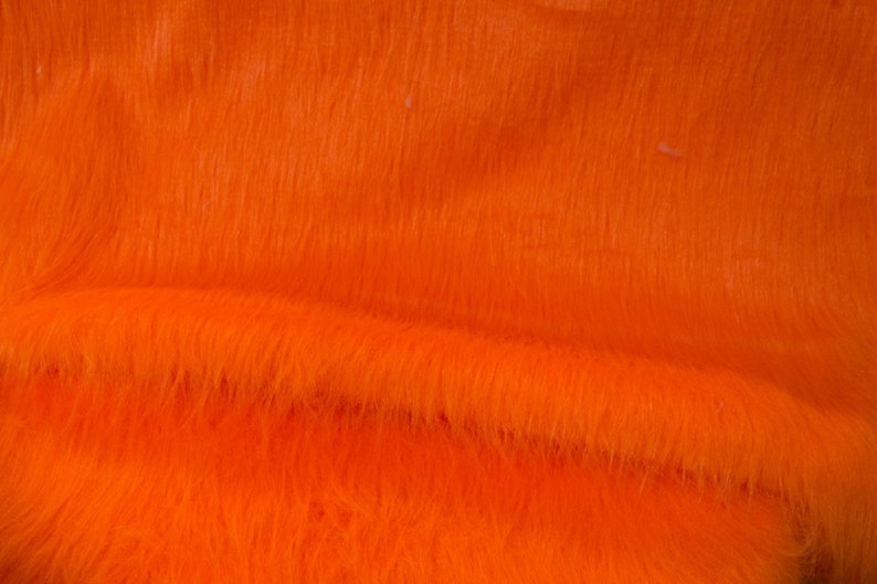 Tissu fausse fourrure à poils longs orange légère et vaporeuse fourniture créative différentes tailles par 10cm x 150cm image 1