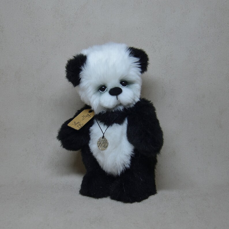 Lee May ours panda en peluche de collection 19cm 7.4 ours décoration fausse fourrure OOAK peluche sculpture textile PIECE UNIQUE image 4