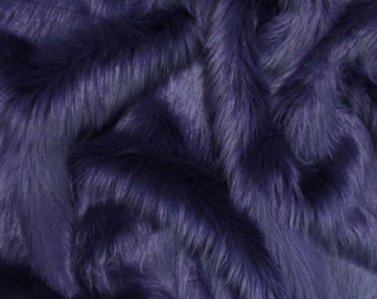 Tissu fausse fourrure à poils longs bleu/violet qualité de luxe fourniture créative différentes tailles par 10cm x 150cm