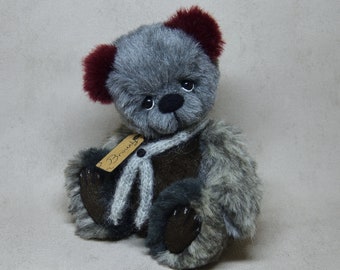 Browdy Sammler-Teddybär, 19 cm (7,4 Zoll), Bärendekoration, Kunstfell, OOAK-Plüsch-Textilskulptur, EINZIGARTIGES STÜCK