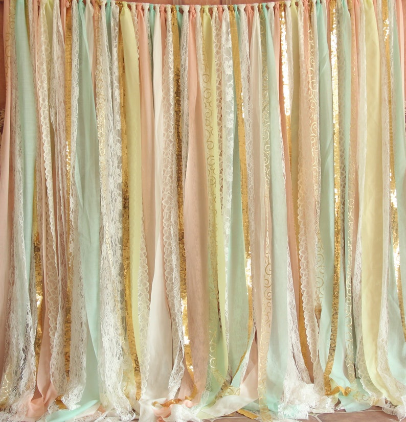 Coral Mint Fabric Lace Sparkly Wedding Ceremony Etsy